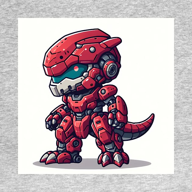 Chibi Red dinosaur robot by Mechanime World